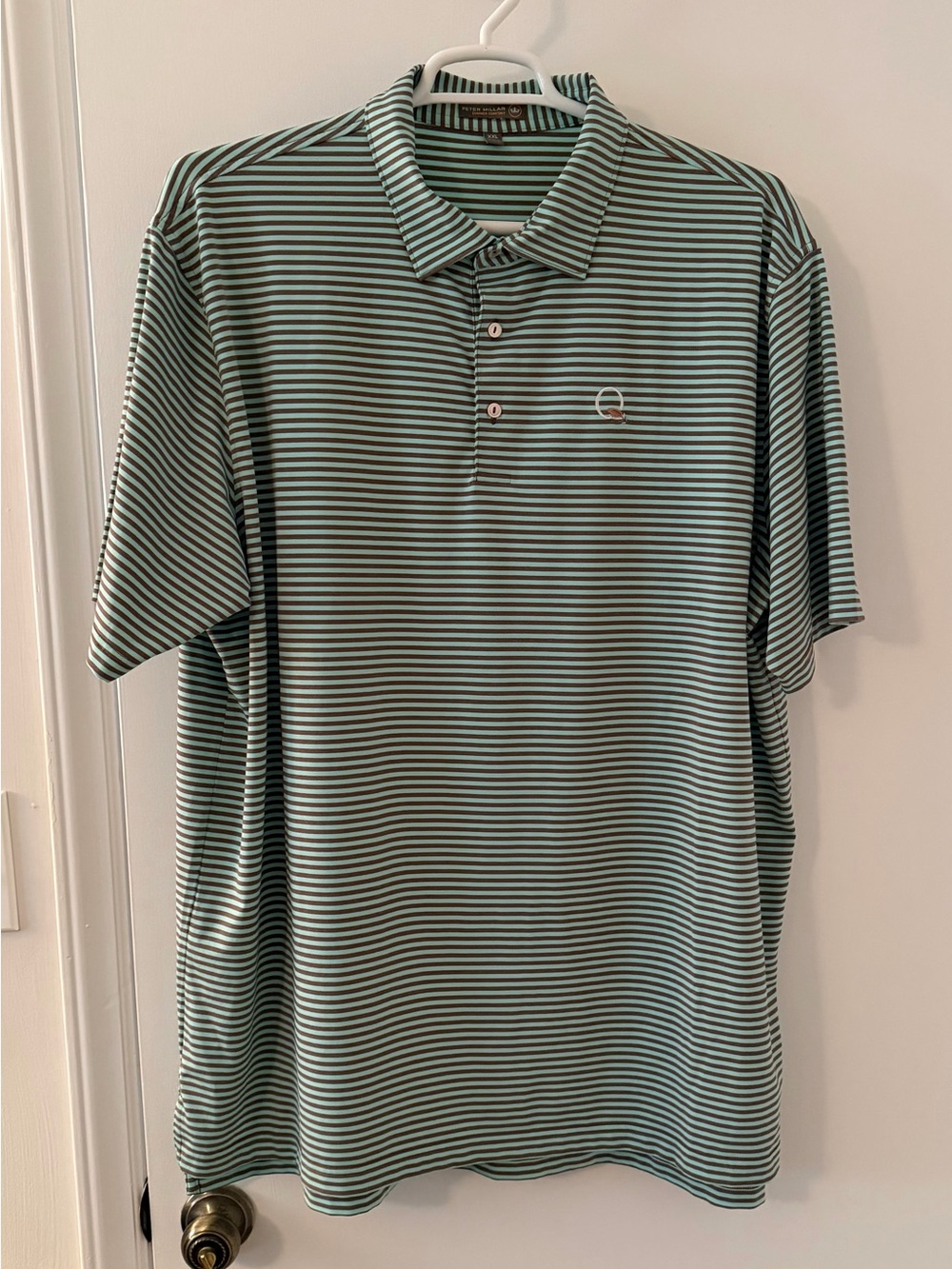 Peter Millar Striped Polo Shirt - Mint Green/Gray